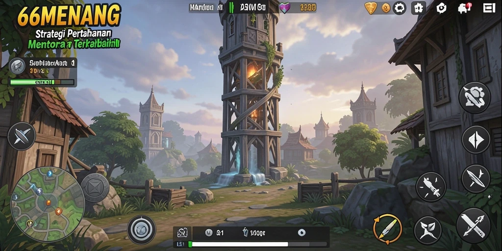 Tangkapan layar gameplay 66MENANG yang menunjukkan aksi pertahanan menara yang menegangkan.