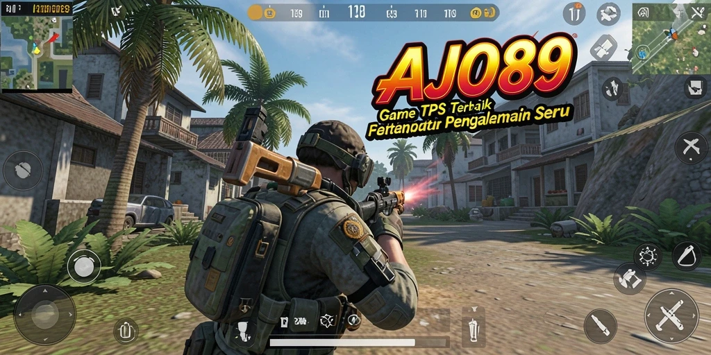 Screenshot utama AJO89 menampilkan aksi tembak-menembak yang mendebarkan di gameplay TPS.