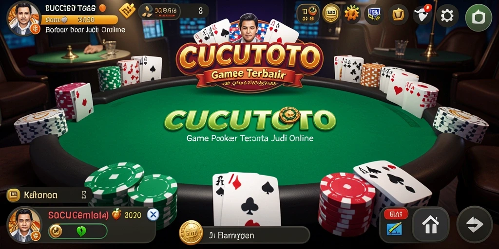 Screenshot gameplay CUCUTOTO dengan tampilan meja Poker yang menarik.