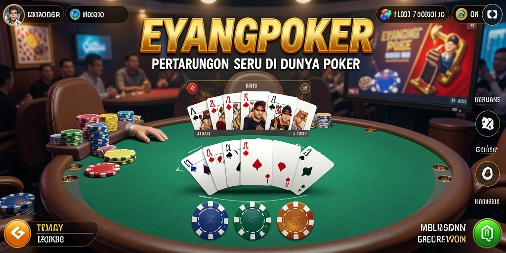 Tampilan gameplay seru dalam EYANGPOKER yang menampilkan pertarungan poker.
