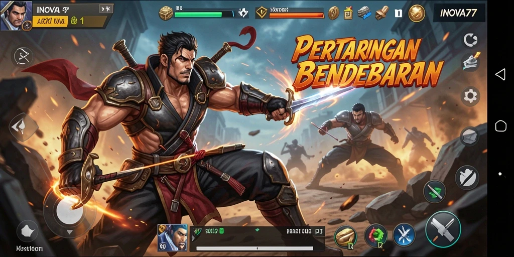 Screenshot menampilkan aksi mendebarkan dalam permainan INOVA77.