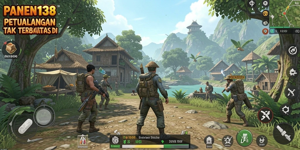 Tangkapan layar gameplay menunjukkan eksplorasi dunia terbuka yang luas.