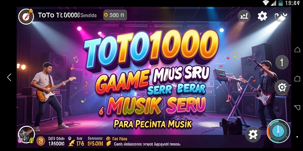Screenshot TOTO1000 menampilkan gameplay musik yang mendebarkan dan interaktif.